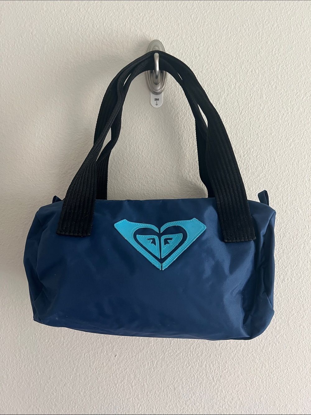 Vintage Y2K Roxy Mini Duffel Bag Navy Blue Turquoise Logo Surf Skate Handbag